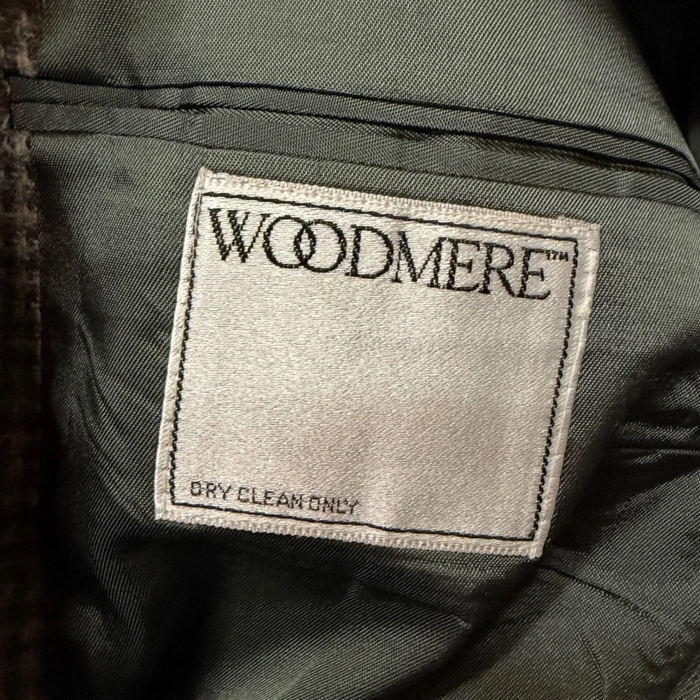 Woodmere Mens 42R 100% Wool Houndstooth Blazer Brown‎ Elbow Patches Sport Coat